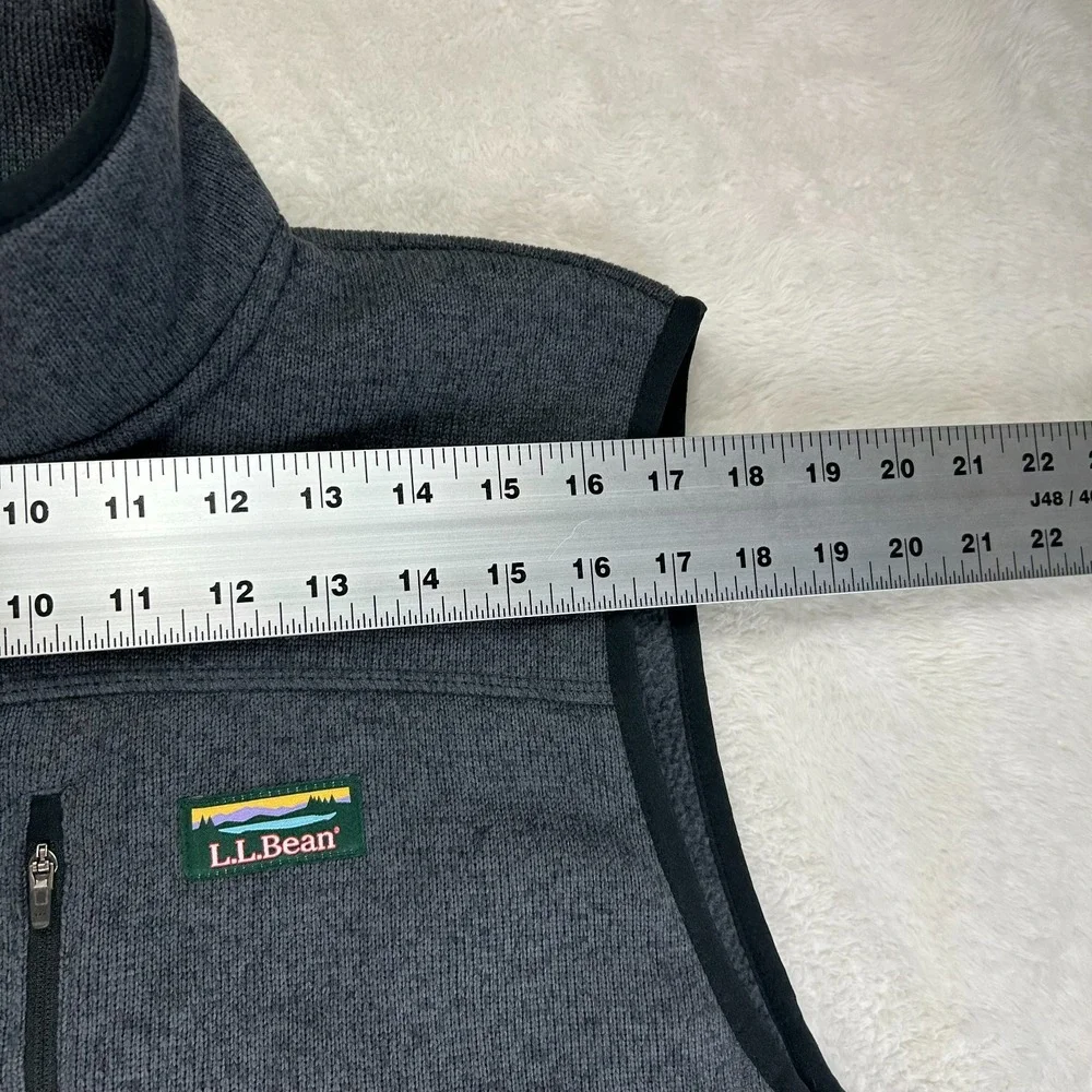 L.L.Bean Sweater Fleece Vest Mens L Tall Charcoal Gray Heather Slightly Fitted